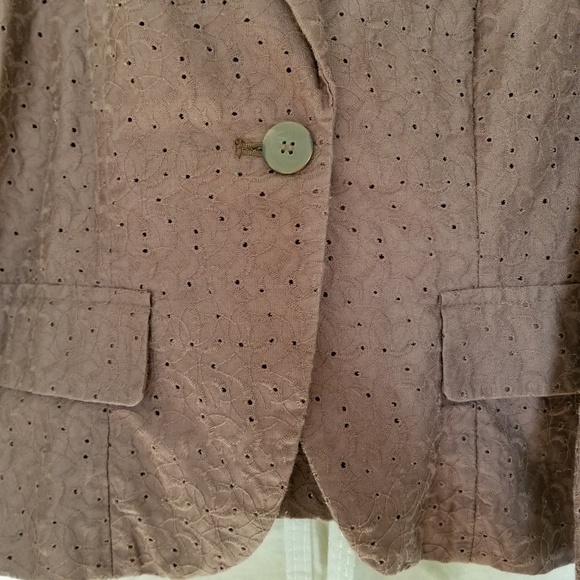 Apostrophe Cotton Eyelet Casual Blazer Brown 10 - Picture 5 of 7